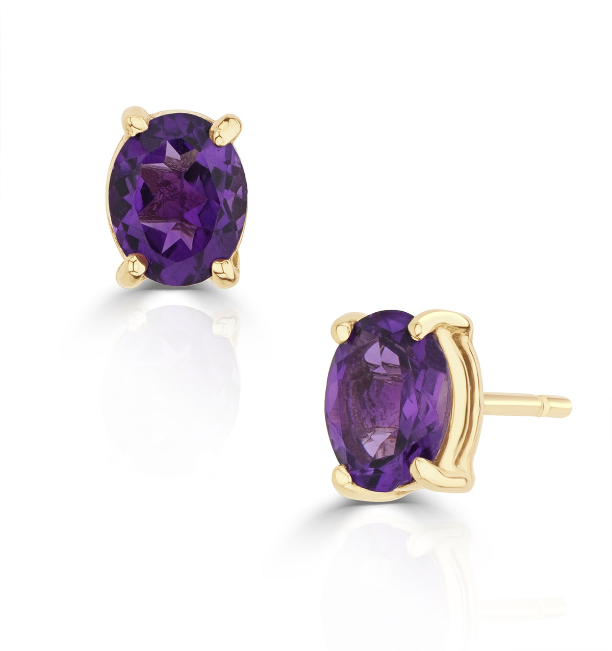 Amethyst 5 x 4mm 9K Yellow Gold Earrings